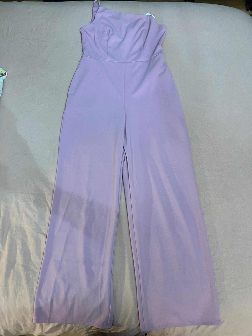 One-Shoulder Lavender Wide-Leg Jumpsuit